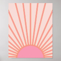 Sun Sunrise Pink Abstract Retro Sunshine