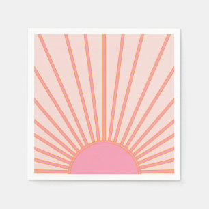 Sun Sunrise Pink Abstract Retro Sunshine Servet