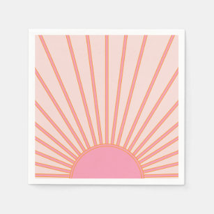Sun Sunrise Pink Abstract Retro Sunshine Servet