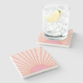 Sun Sunrise Pink Abstract Retro Sunshine Stenen Onderzetter (Zijkant)