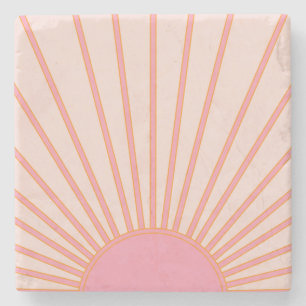 Sun Sunrise Pink Abstract Retro Sunshine Stenen Onderzetter