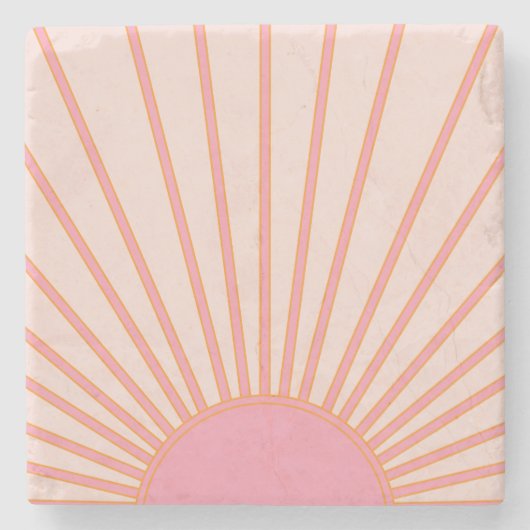 Sun Sunrise Pink Abstract Retro Sunshine Stenen Onderzetter (Voorkant)