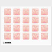 Sun Sunrise Pink Abstract Retro Sunshine Vierkante Sticker (Vel)