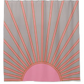 Sun Sunrise roze en grijze zonneschijn Douchegordijn (Voorkant)