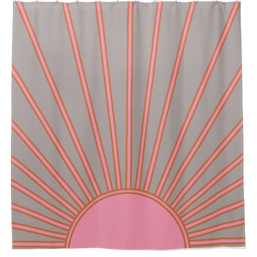 Sun Sunrise roze en grijze zonneschijn Douchegordijn (Voorkant)