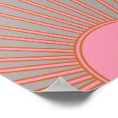 Sun Sunrise roze en grijze zonneschijn Poster (Hoek)