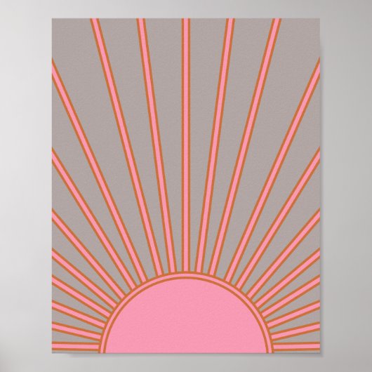 Sun Sunrise roze en grijze zonneschijn Poster (Voorkant)