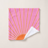 Sun Sunrise roze en Oranje Boho Sunshine Bad Handdoek (Wasdoekje)