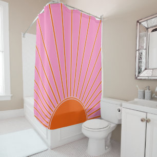 Sun Sunrise roze en Oranje Boho Sunshine Douchegordijn