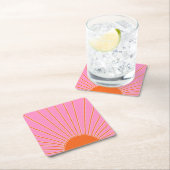 Sun Sunrise roze en Oranje  Boho Sunshine Kartonnen Onderzetters (Insitu)