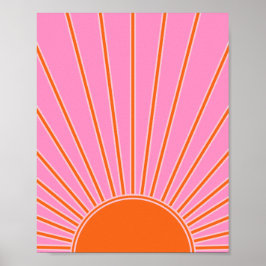 Sun Sunrise roze en Oranje  Boho Sunshine Poster