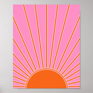 Sun Sunrise roze en Oranje  Boho Sunshine Poster