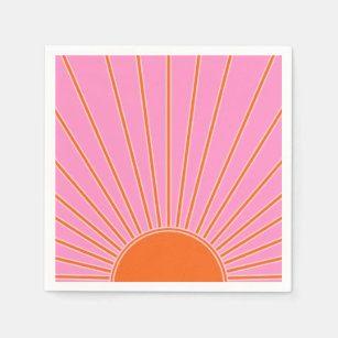 Sun Sunrise roze en Oranje  Boho Sunshine Servet