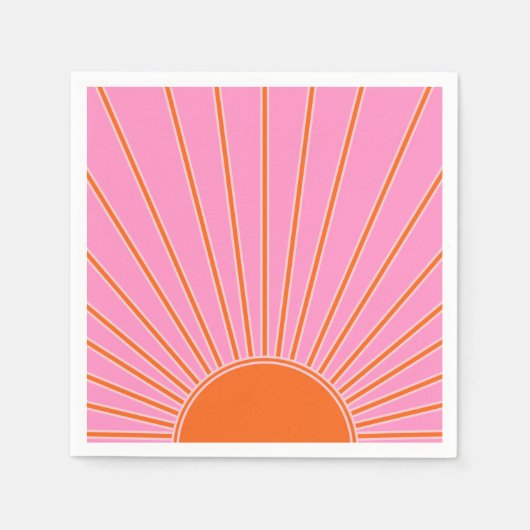 Sun Sunrise roze en Oranje  Boho Sunshine Servet (Voorkant)