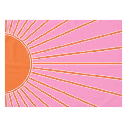 Sun Sunrise roze en Oranje Boho Sunshine Tafelkleed (Voorkant (Horizontaal))