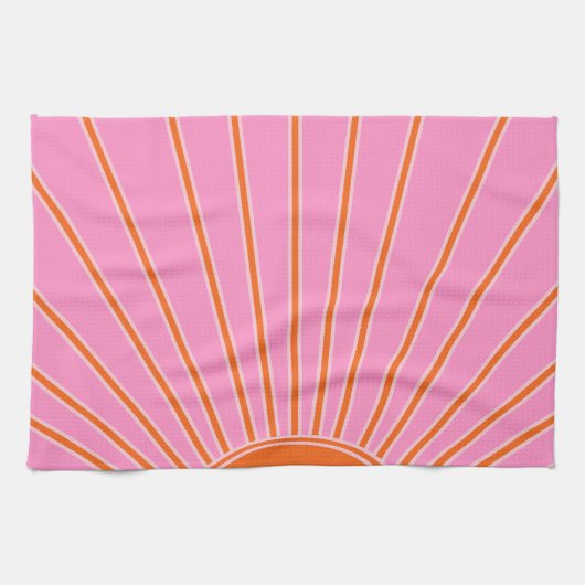 Sun Sunrise roze en Oranje  Boho Sunshine Theedoek (Horizontaal)