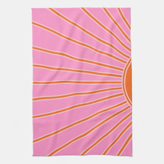 Sun Sunrise roze en Oranje  Boho Sunshine Theedoek (Verticaal)