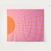 Sun Sunrise roze en Oranje  Boho Sunshine Wandkleed (Voorkant (horizontaal))