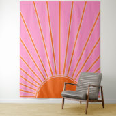 Sun Sunrise roze en Oranje  Boho Sunshine Wandkleed (In situ)