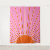 Sun Sunrise roze en Oranje Boho Sunshine Wandkleed (Voorkant)