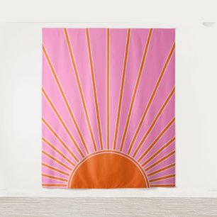 Sun Sunrise roze en Oranje  Boho Sunshine Wandkleed