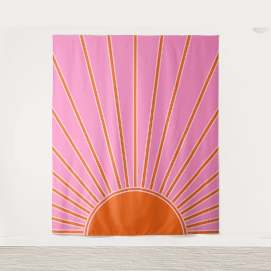 Sun Sunrise roze en Oranje  Boho Sunshine Wandkleed (Voorkant)