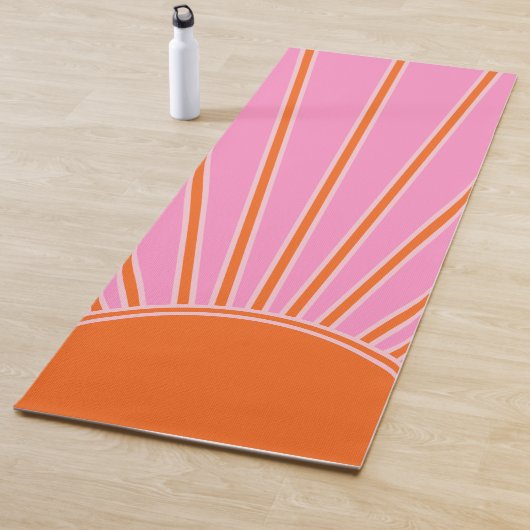 Sun Sunrise roze en Oranje Boho Sunshine Yogamat (In situ)