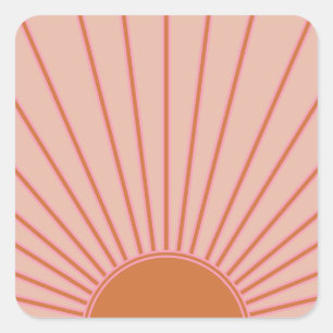 Sun Sunrise Terracotta Earth Tones Sunshine Vierkante Sticker