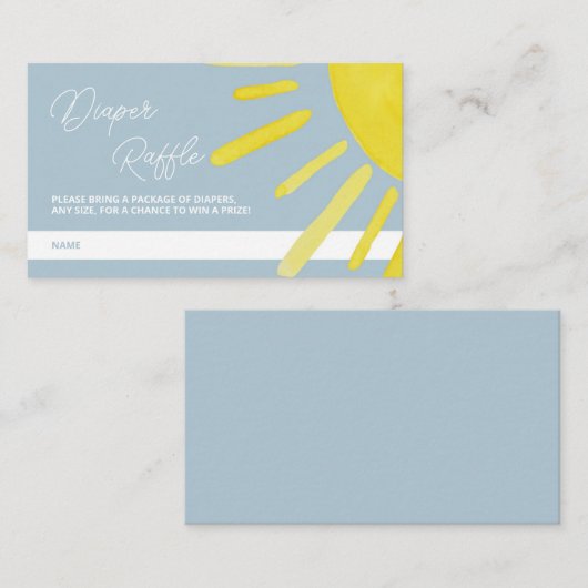 Sun Sunshine Baby shower Diaper Raffle Informatiekaartje (Voorkant / Achterkant)