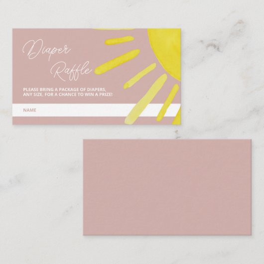 Sun Sunshine Baby shower Diaper Raffle Informatiekaartje (Voorkant / Achterkant)