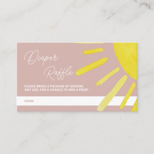 Sun Sunshine Baby shower Diaper Raffle Informatiekaartje (Voorkant)