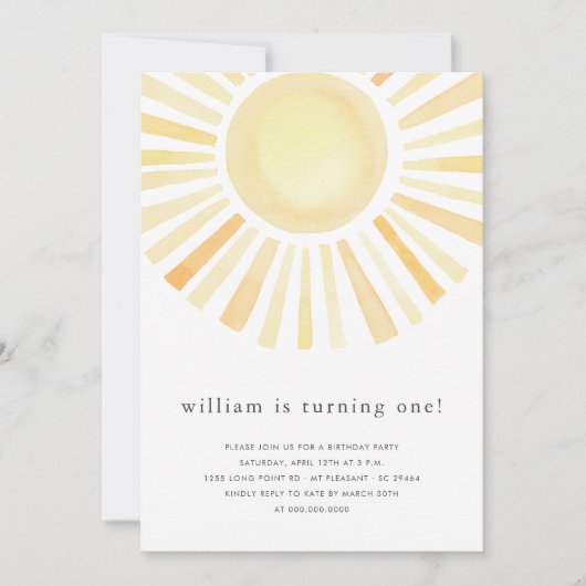 Sun Sunshine Boho First One Birthday Party Kaart (Voorkant)