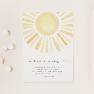 Sun Sunshine Boho First One Birthday Party Kaart