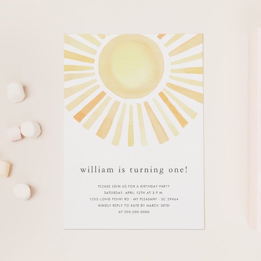 Sun Sunshine Boho First One Birthday Party Kaart