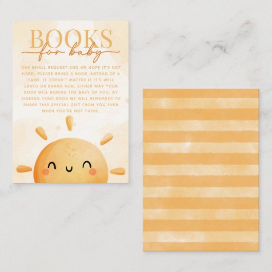 Sun Sunshine Book Request for Baby Insert Informatiekaartje (Voorkant / Achterkant)