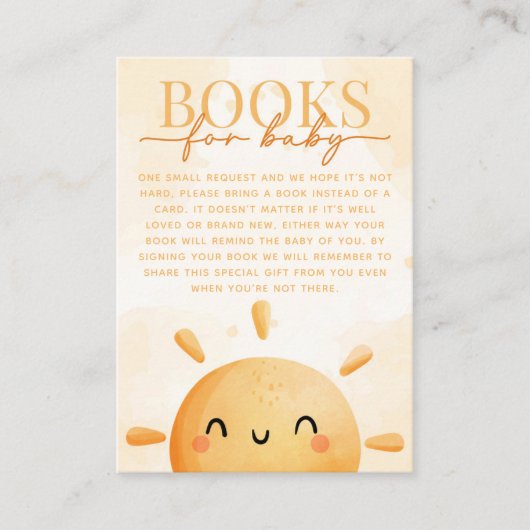 Sun Sunshine Book Request for Baby Insert Informatiekaartje (Voorkant)
