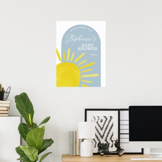 Sun Sunshine Boy Baby shower Welkomstteken Poster (Thuiskantoor)