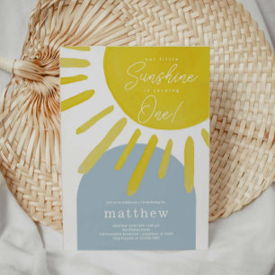 Sun Sunshine Boy's First Birthday Invitation Kaart