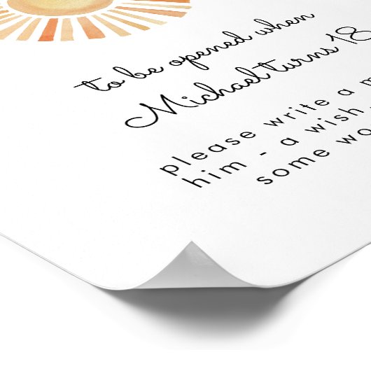 Sun Sunshine First Birthday Time Capsule Poster (Hoek)