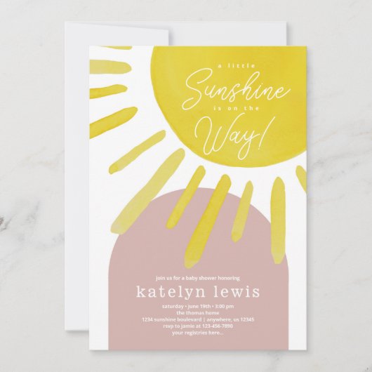 Sun Sunshine Girl Baby shower Kaart (Voorkant)