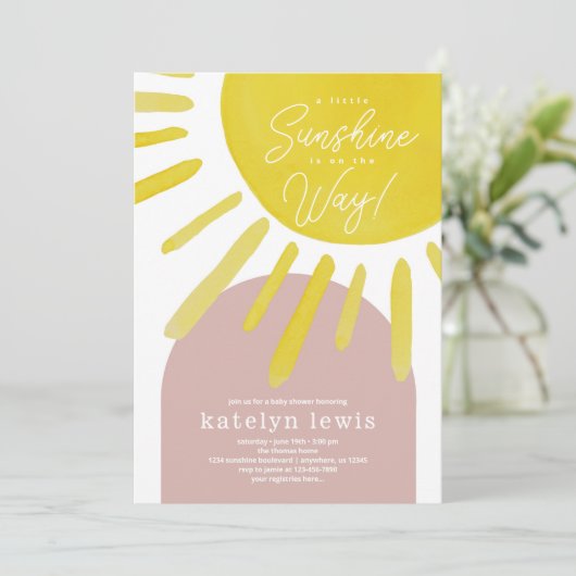 Sun Sunshine Girl Baby shower Kaart (Staand voorkant)