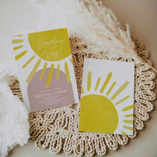 Sun Sunshine Girl Baby shower Kaart