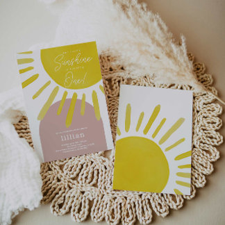 Sun Sunshine Girl's First Birthday Invitation Kaart
