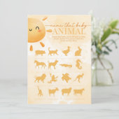 Sun Sunshine Name dat Baby Animal Shower Game Kaart (Staand voorkant)