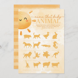 Sun Sunshine Name dat Baby Animal Shower Game Kaart