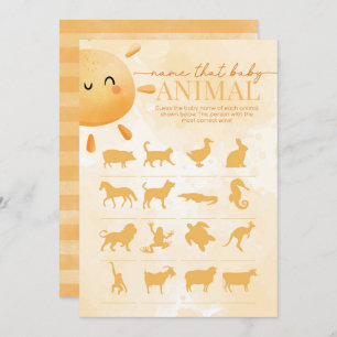 Sun Sunshine Name dat Baby Animal Shower Game Kaart