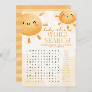 Sun Sunshine Word Search Baby shower Game Kaart