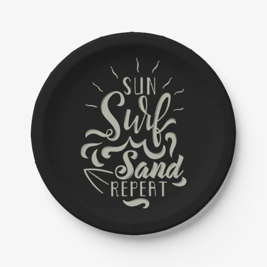 Sun Surf Sand Herhalen Papieren Bordje (Voorkant)