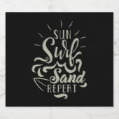 Sun Surf Sand Herhalen Sparkling Wijnetiket (Enkel label)