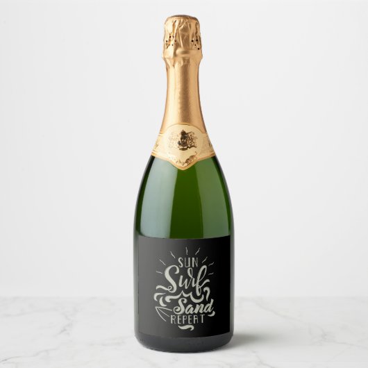 Sun Surf Sand Herhalen Sparkling Wijnetiket (Voorkant)